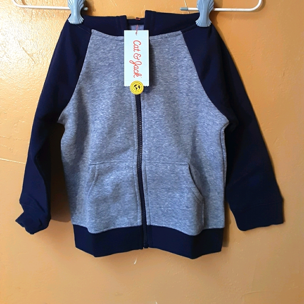 Cat and Jack Navy/Charcoal zip up hoodie